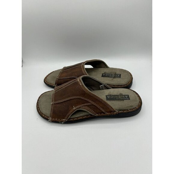Perry Ellis America Vtg Sandals Slides Brown Men’s Beach Comfort Travel Size 7 - Picture 3 of 11